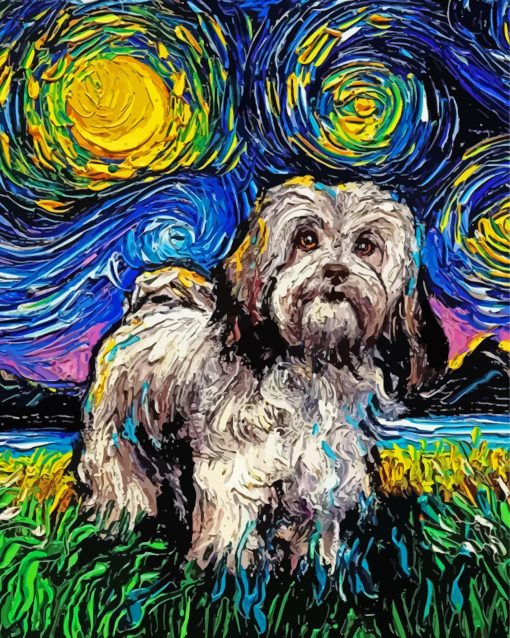 Lhasa Apso Starry Night Paint By Numbers