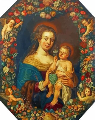 Madonna And Child In A Garland Jan Brueghel Paint By Numbers