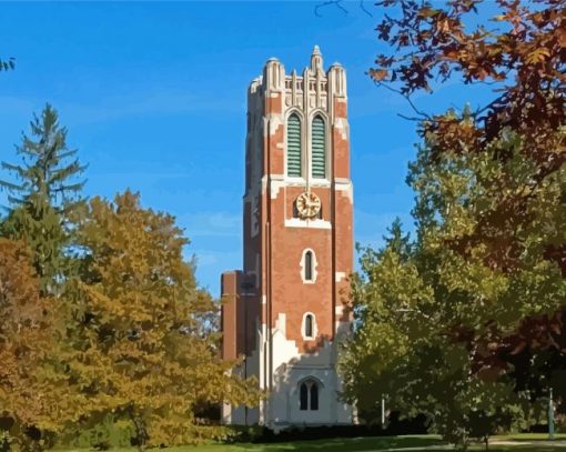 Michigan State University Tower Campus Paint By Numbers