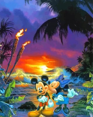 Mickey And Minnie Hawaii Paint By Numbers