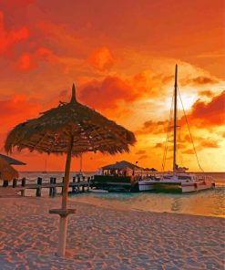 Netherlands Aruba Beach At Sunset Paint By Numbers