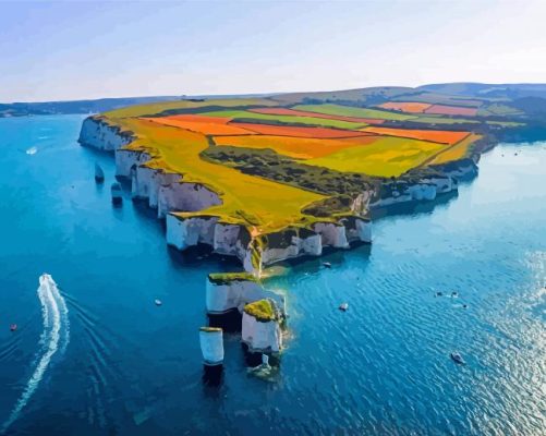 Old Harry Rocks Isle Of Purbeck Paint By Numbers