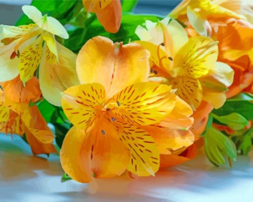 Orange And Yellow Alstroemeria Paint By Numbers