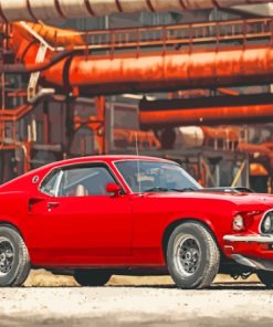 Red 1969 Ford Mustang Fastback Paint By Numbers