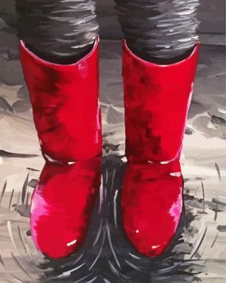 Red Rain Boots Paint By Numbers