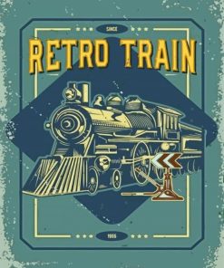 Retro Train Poster Paint By Numbers