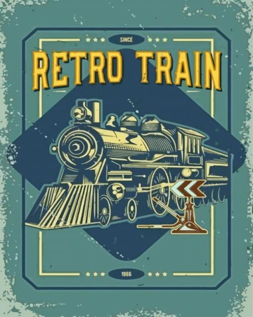 Retro Train Poster Paint By Numbers