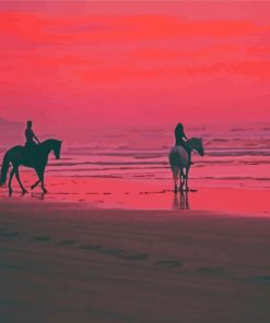 Ride On The Beach At Pink Sunset Paint By Numbers