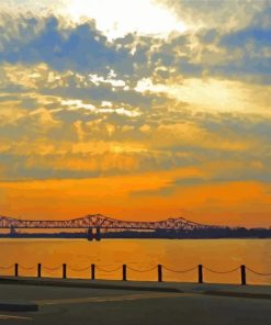 Sunrise At Natchez Bridge Paint By Numbers