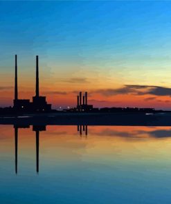 Sunset Silhouette Poolbeg Towers Paint By Numbers