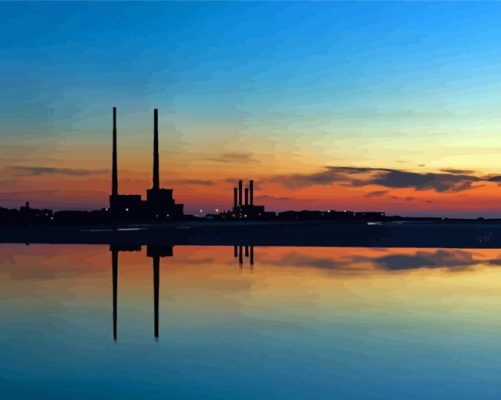 Sunset Silhouette Poolbeg Towers Paint By Numbers