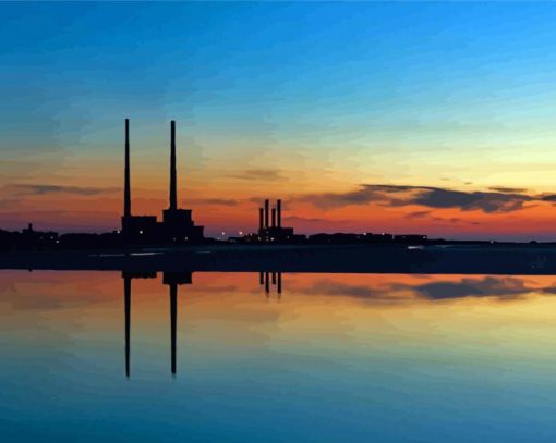 Sunset Silhouette Poolbeg Towers Paint By Numbers