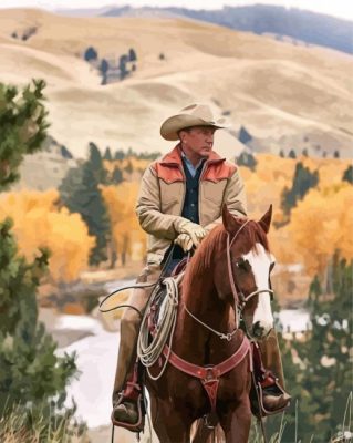 The Actor Costner On A Horse Paint By Numbers