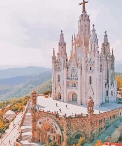 The Sagrat Cor Church In Mount Tibidabo Paint By Numbers