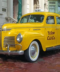 Vintage Yellow Taxi Cab Paint By Numbers