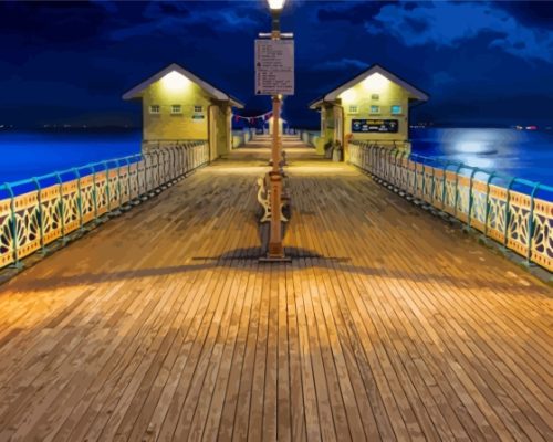 Wales Penarth Pier At Night Paint By Numbers