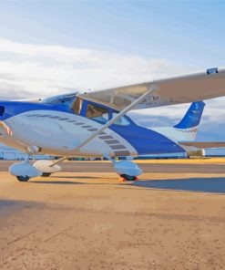 White And Blue Cessna 182 Airplane Paint By Numbers