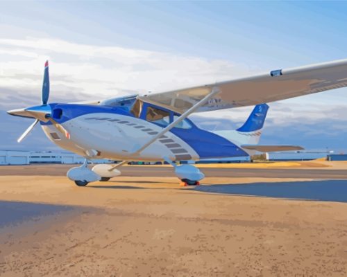 White And Blue Cessna 182 Airplane Paint By Numbers