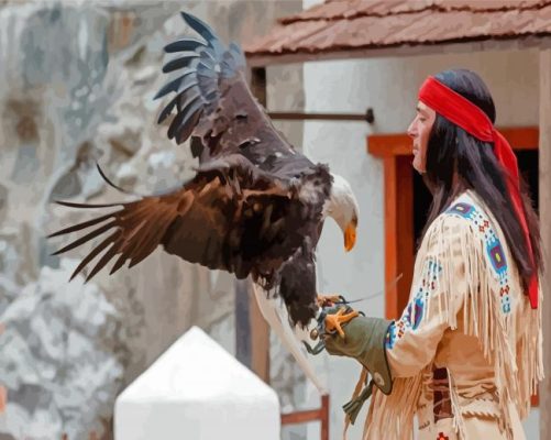 Winnetou Character With Eagle Paint By Numbers