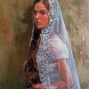 Woman With Wedding Lace Veil Paint By Numbers