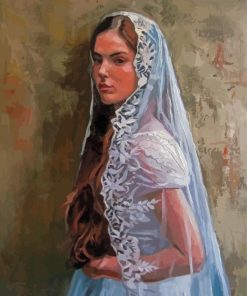 Woman With Wedding Lace Veil Paint By Numbers