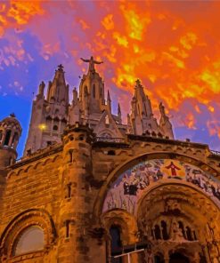 Wonderful Sunset At Mount Tibidabo Paint By Numbers