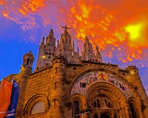 Wonderful Sunset At Mount Tibidabo Paint By Numbers