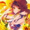 Yellow Anime Girl Flowers Paint By Numbers