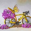 Yellow Bike And Lilac Flowers Paint By Numbers