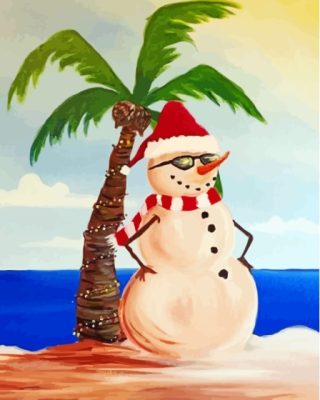 Aesthetic Snowman Palm Tree Paint By Numbers