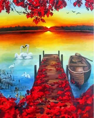 Aesthetic Autumn Boat Paint By Numbers