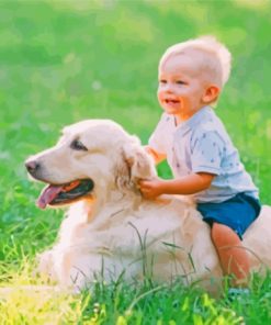 Boy On Labrador Retriever Paint By Numbers