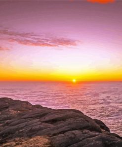 Cape Spear With Sunset Seascape Paint By Numbers