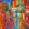 Colorful Abstract Rainy City At Night Paint By Numbers