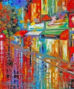 Colorful Abstract Rainy City At Night Paint By Numbers