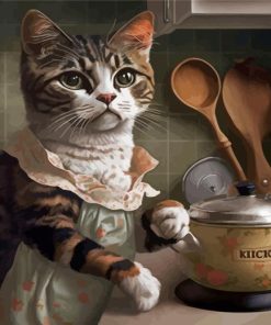 Cute Cat Cooking Paint By Numbers