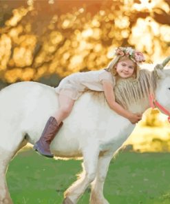 Cute Child On Horse Paint By Numbers