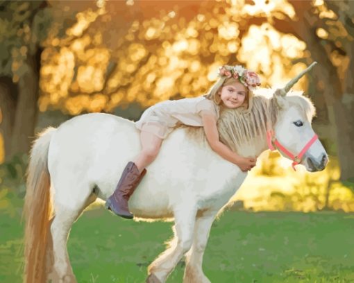 Cute Child On Horse Paint By Numbers