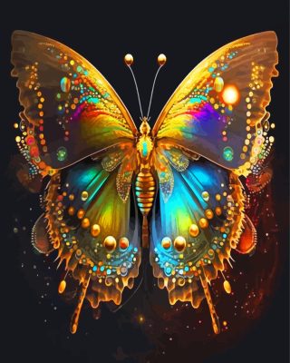 Golden Butterfly Paint By Numbers