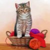 Kitten With Yarn Basket Paint By Numbers