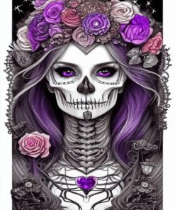 Purple Skull Lady Paint By Numbers