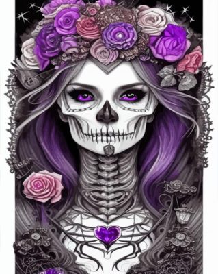 Purple Skull Lady Paint By Numbers
