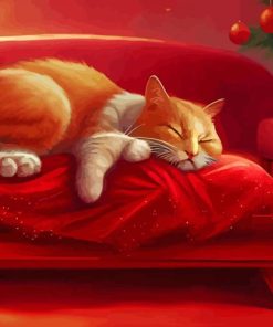 Sleepy Xmas Cat Paint By Numbers