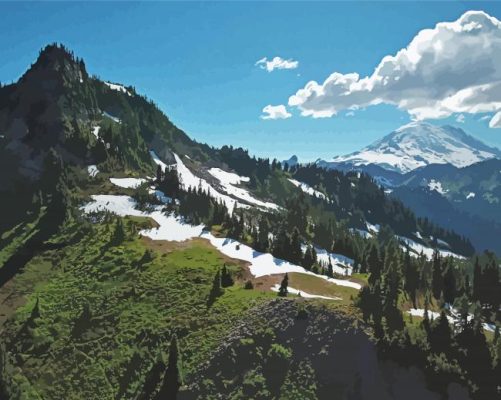 Snowy Pacific Crest Trail Mountain Paint By Numbers