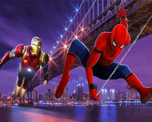 Spider Man And Iron Man New York Paint By Numbers