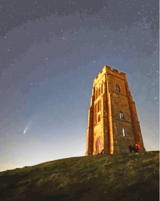 Starry Night Glastonbury Tor Paint By Numbers