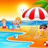 Summer Vacation Children In Beach Paint By Numbers