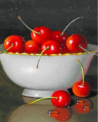 Vintage Bowl Of Cherries Paint By Numbers