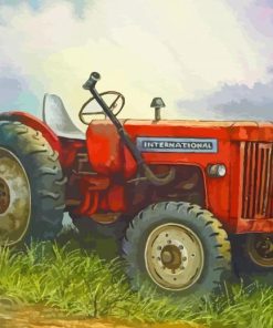 Vintage Red Farm Tractor Paint By Numbers