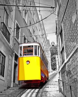 Yellow Lisbon Tram Paint By Numbers